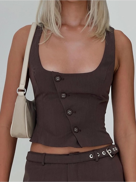 Princess Polly Tops - Princess Polly brown Airi Top
